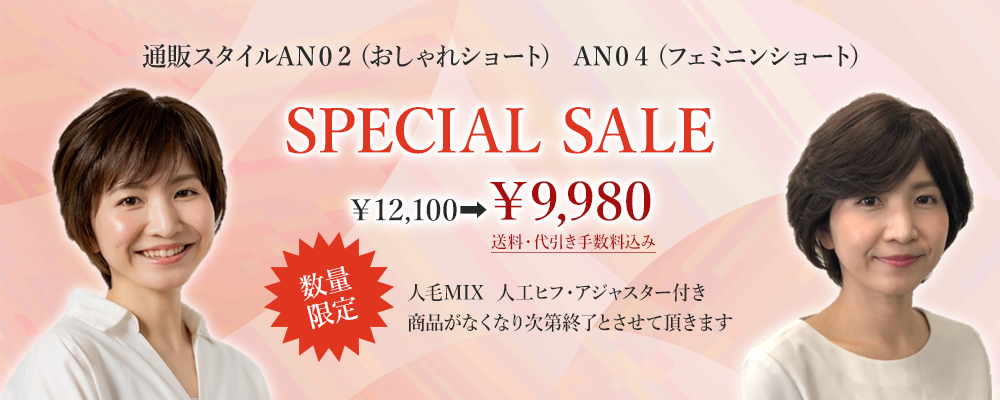 AN02（おしゃれショート）　AN04（フェミニンショート）　SPECIAL SALE